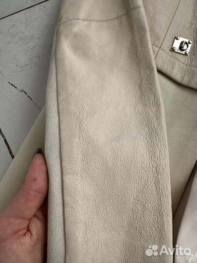 Пиджак only кожа и ткань xs