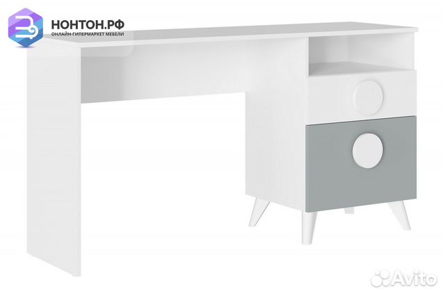 Письменный стол Кубо белый / грин грей софт