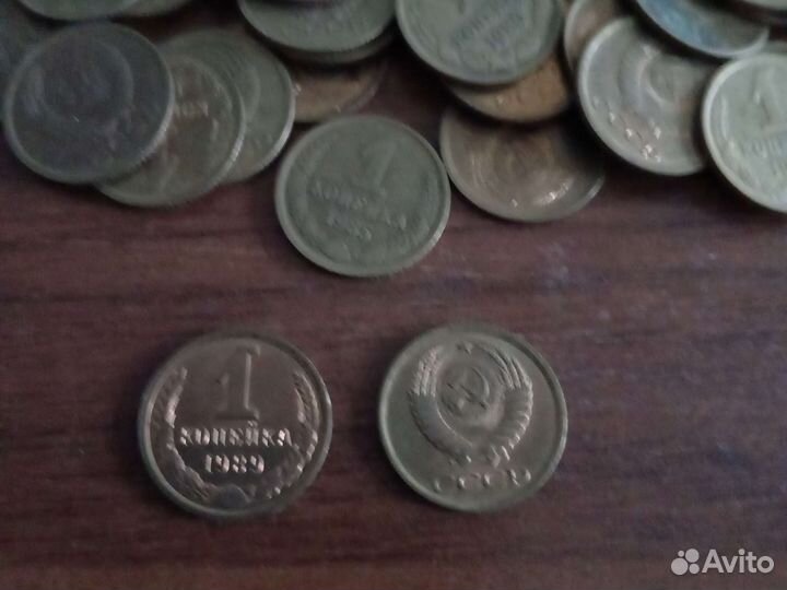 Монеты 1 копейка 1989 года медные