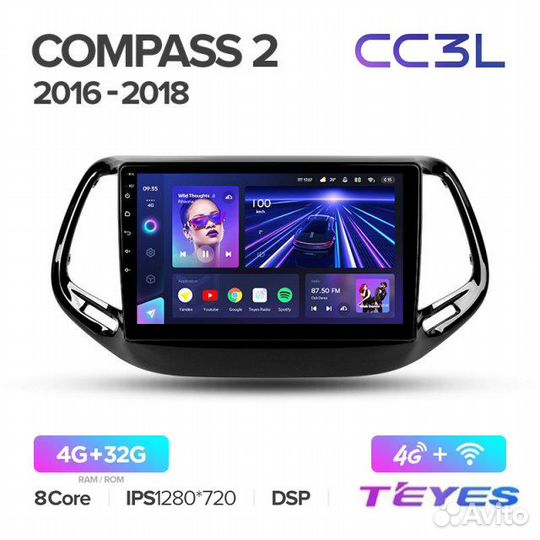 Магнитола Teyes CC3L для Jeep Compass 2016+