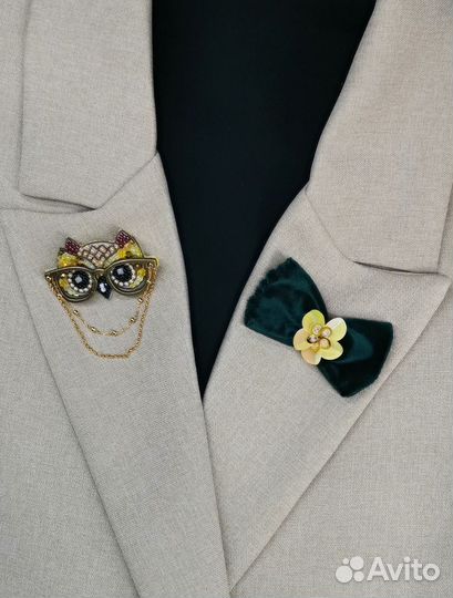 Брошь Сова ручной работы