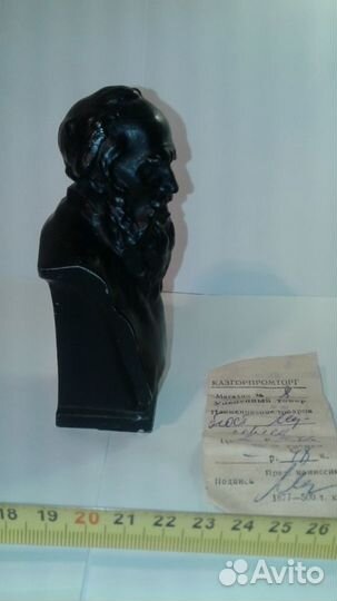 Бюст Л. Н. Толстой чугун зхл 12см с документами