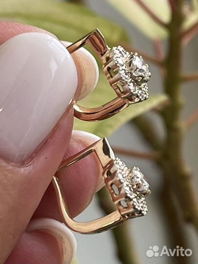 Золотые серьги Малинки с Бриллиантами Ленинград