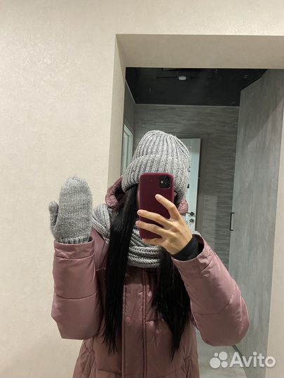 Комплект шапка, снуд и варежки