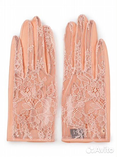 Перчатки Гендель розовые из кожи и кружева