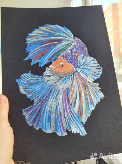 Картина Яркая Рыбка Акварель 20 х 30 см