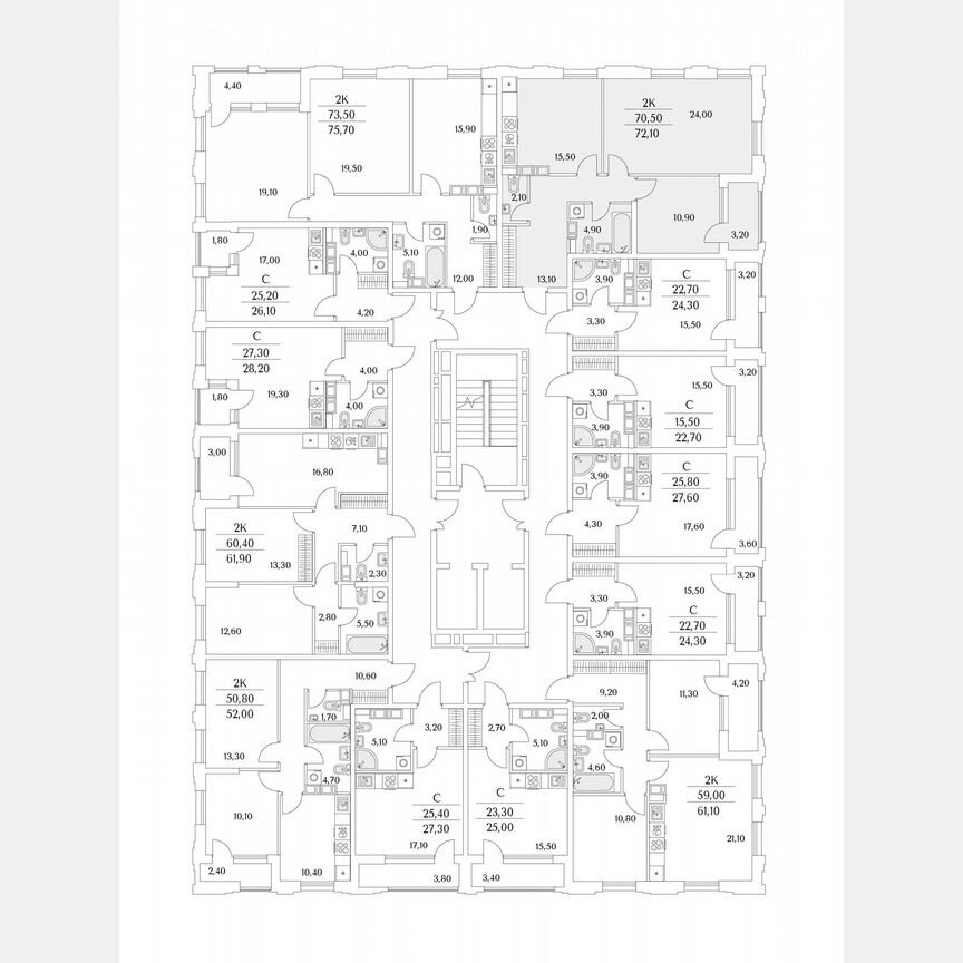 2-к. квартира, 60,6 м², 10/13 эт.
