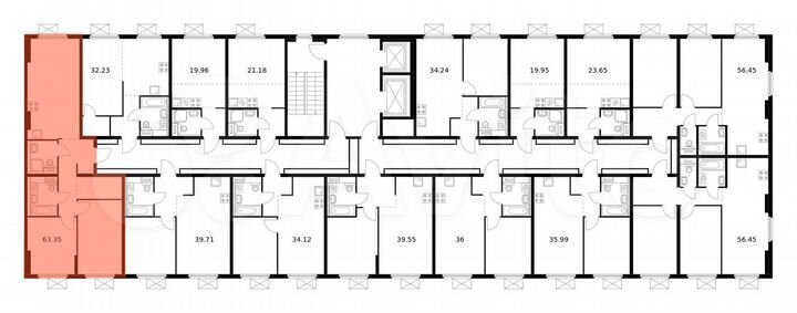 2-к. квартира, 63,4 м², 9/9 эт.