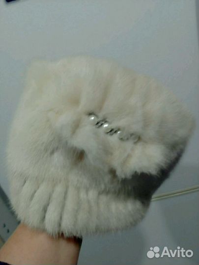 Шапка голубая норка-новая