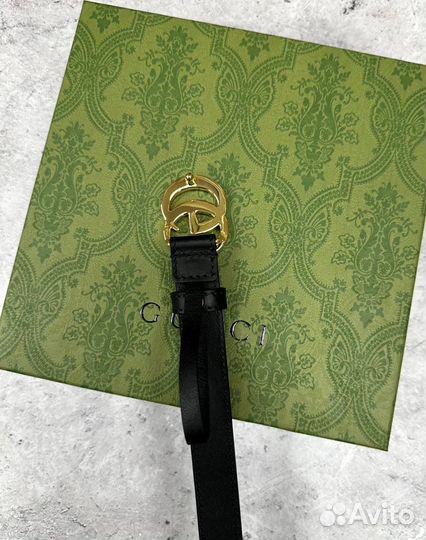 Ремень Gucci GG Marmont черный 2 см