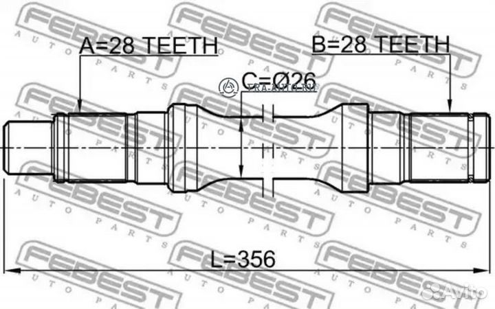 Febest 0512BT50LH полуось левая 28X356X28 mazda BT