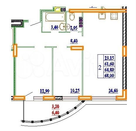 2-к. квартира, 67,7 м², 11/11 эт.