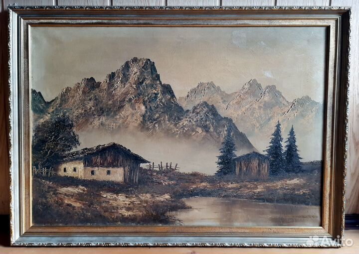Картина. Необычный горный пейзаж. Европа сер 20в
