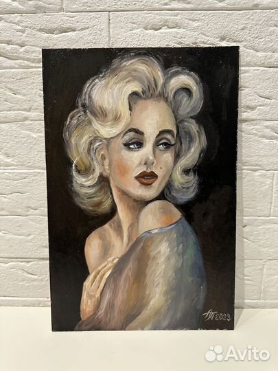 Мэрилин Монро картина маслом на оргалите 20/30