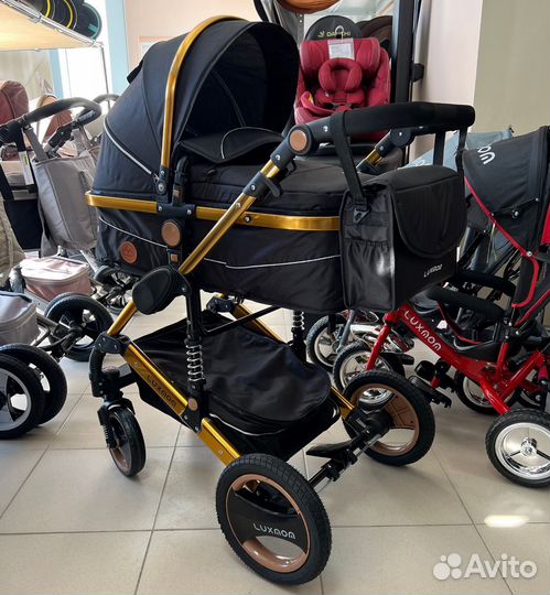 Коляска 3 в 1 трансформер Luxmom 510, чёрная