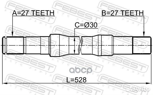 Полуось правая 27X527X27 opel antara 06- 1012C1