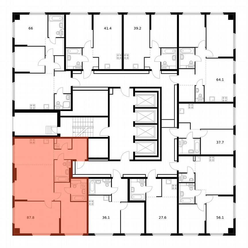 2-к. квартира, 87,8 м², 29/32 эт.