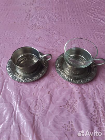 Чайная пара в подстаканнике, СССР