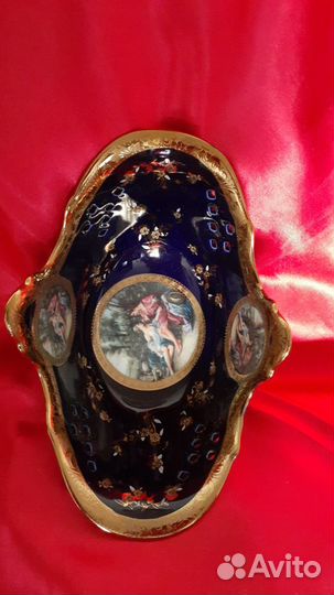 Конфетница.Фарфор.Кобальт.Позолота.Китай