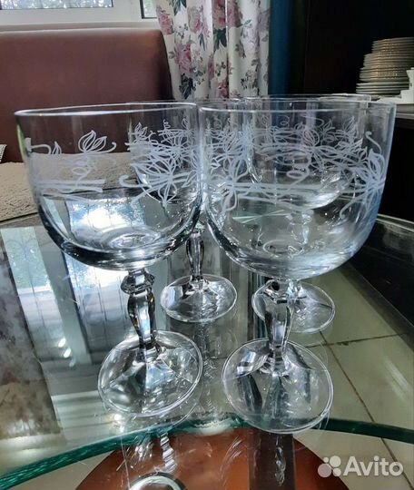 Старинные хрустальные фужеры. Пантография