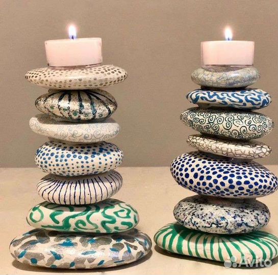 Подсвечники, декоративные камни