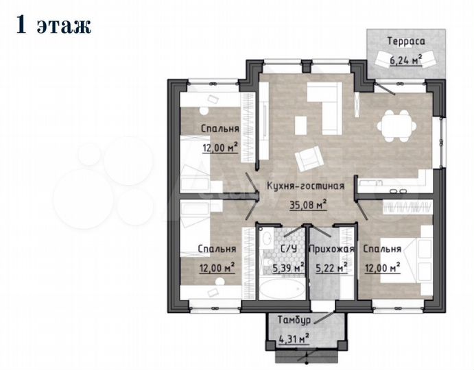 Дом 100 м² на участке 6 сот.