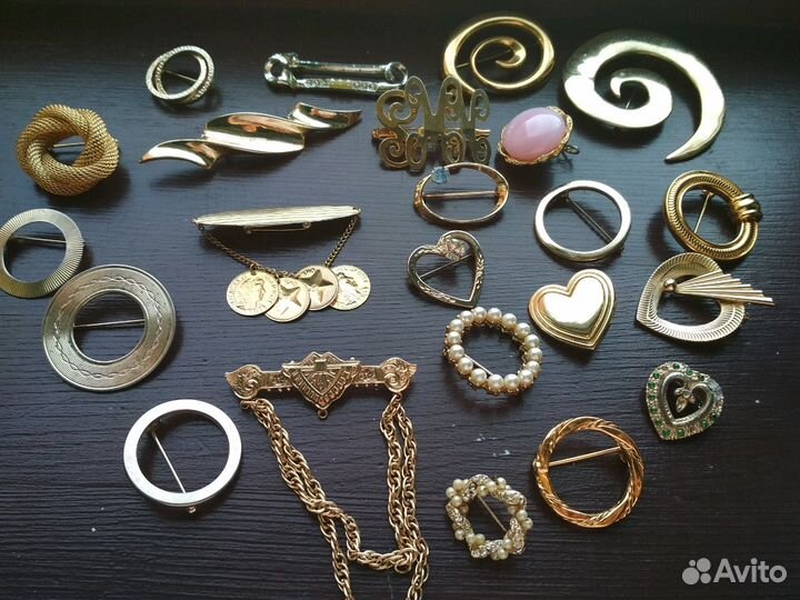 Брошь брошка с позолотой винтажные