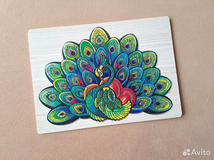 Деревянный арт пазл дельфин павлин