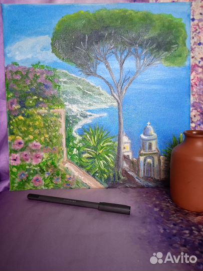 Картина, Море, маслом, Греция 30х30 см