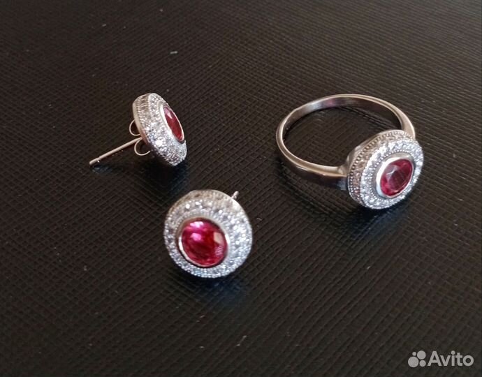 Серьги и кольцо серебро Комплект