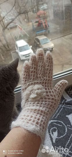 Ажурные перчатки из козьего пуха