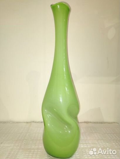 Ваза напольная зелёная, секло