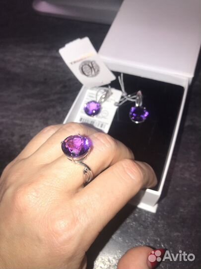 Комплект серебро аметист