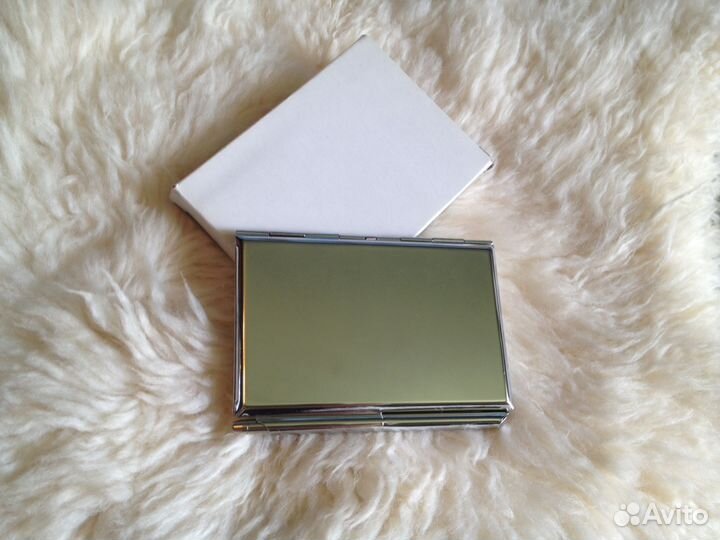 Визитница металлическая с блокнотом и ручкой новая