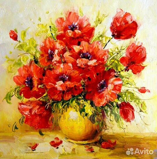 Картина по номерам 40x50 Ярчайшие маки