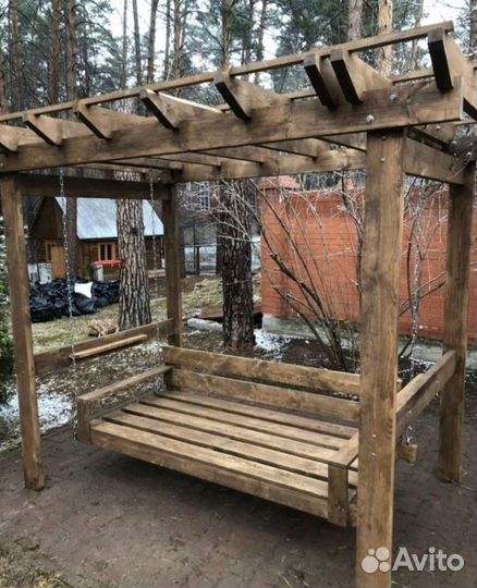 Качеля деревянная кровать качеля садовая