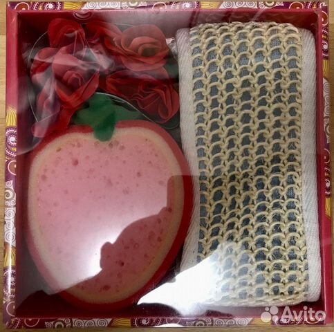 Мыльный набор с мочалкой, губкой и 3 цветками