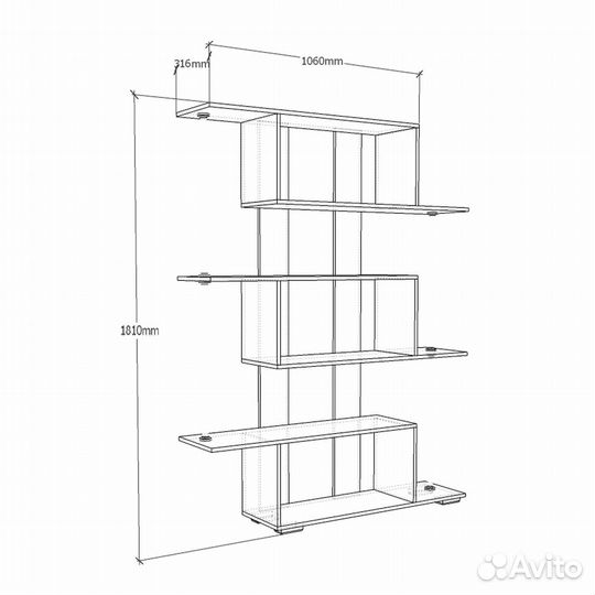 Стеллаж Эрсо-202d ясень шимо темный деревянный пол