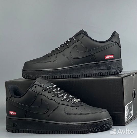 Кроссовки Nike Air Force 1 Черные Supreme