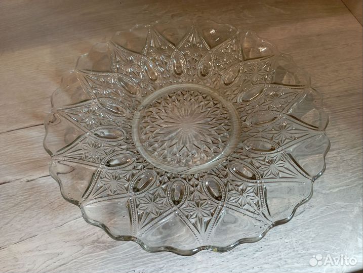 Блюдо, тарелка СССР большая хрустальная