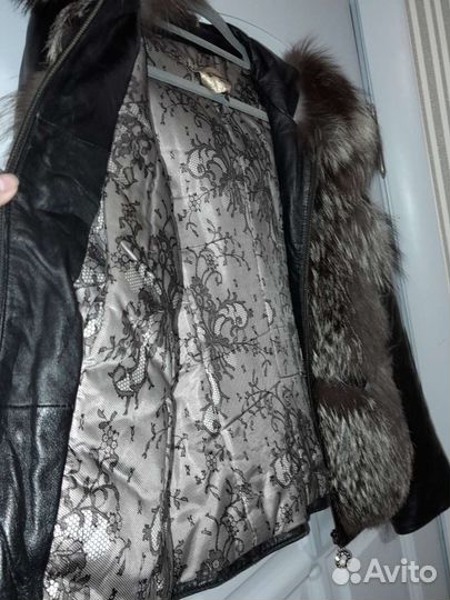 Куртка кожаная женская с чернобуркой размер М