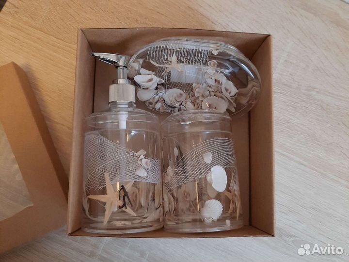 Набор для ванной стакан дозатор мыльница морской