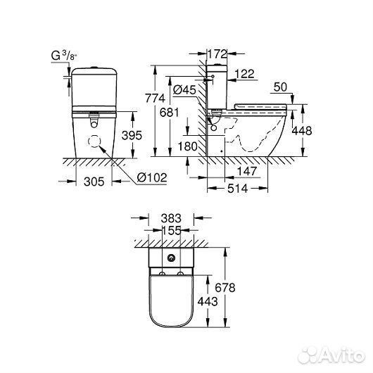 Унитаз Grohe Euro Ceramic 3946200H (комплект)