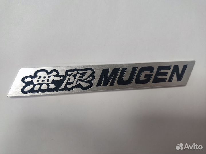 Шильдик mugen, для Honda, алюминий, серебристый, с