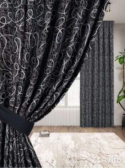 Шторы готовые мрамор и блекаут