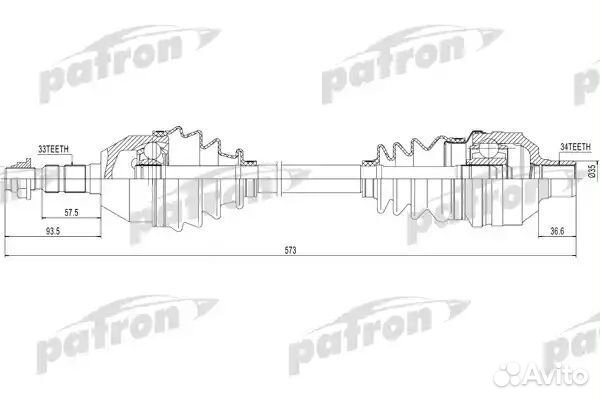 Полуось правая 33X573X34 opel: astra H 1,3 cdti