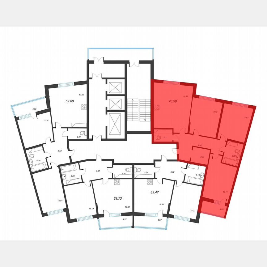 3-к. квартира, 80 м², 16/22 эт.