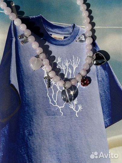 Колье из розового кварца