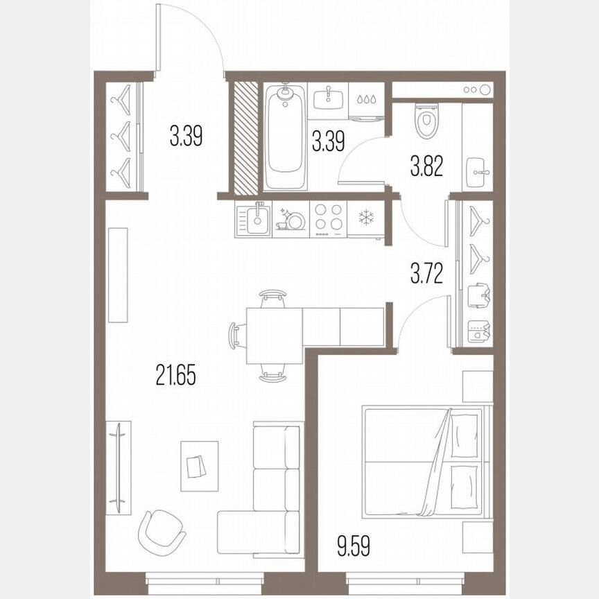 1-к. квартира, 44,6 м², 6/10 эт.