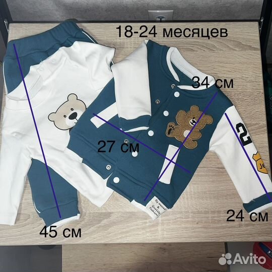 Утепленный детский костюм тройка размеры 9-24 мес